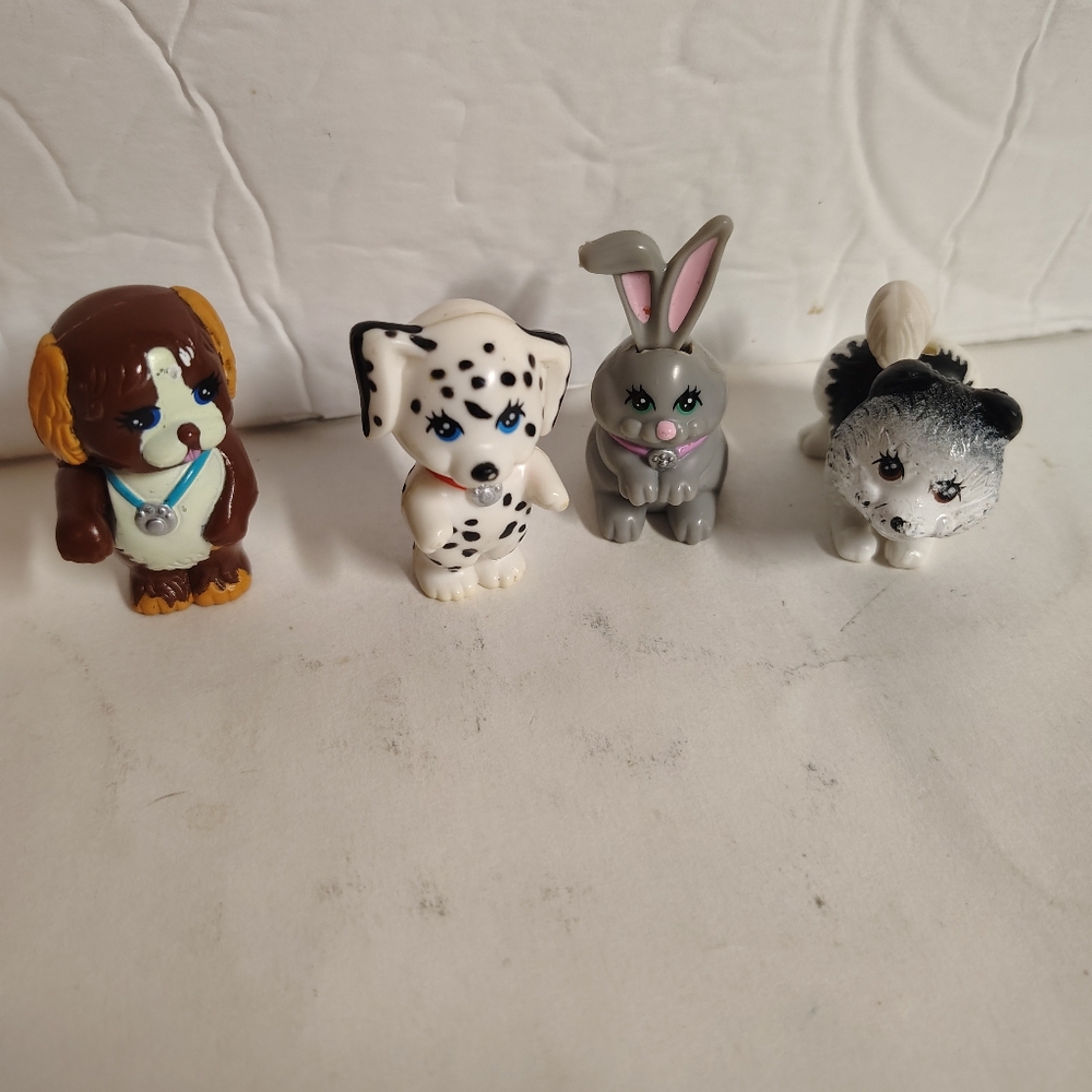 Vintage 1992 Littlest Pet Shop LPS Dog Dalmatian Bunny Set of 4